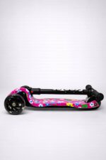 Самокат 3-х колесный складной S00225, принт "Цветы на розовом фоне" 4