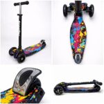 Самокат 3-х колесный складной S00225, принт "Краски" 6