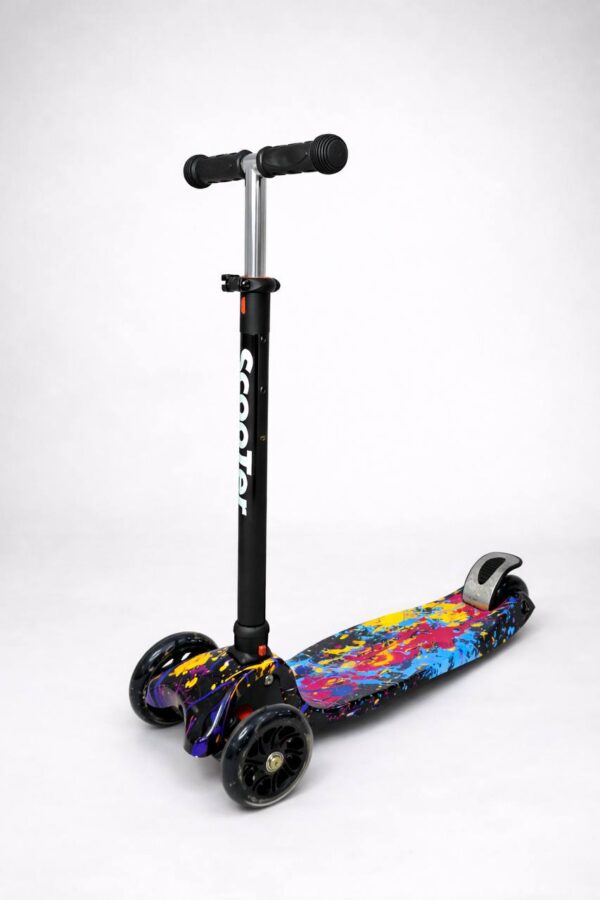 Самокат 3-х колесный складной S00225, принт "Краски" 1
