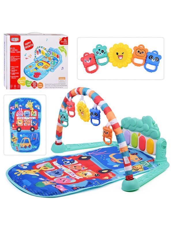 Коврик развивающий "Автобус со зверятами" с ростомером, в коробке 1