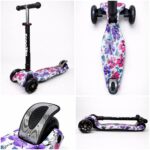 Самокат 3-х колесный складной S00225, принт "Фиолетовые цветы" 6