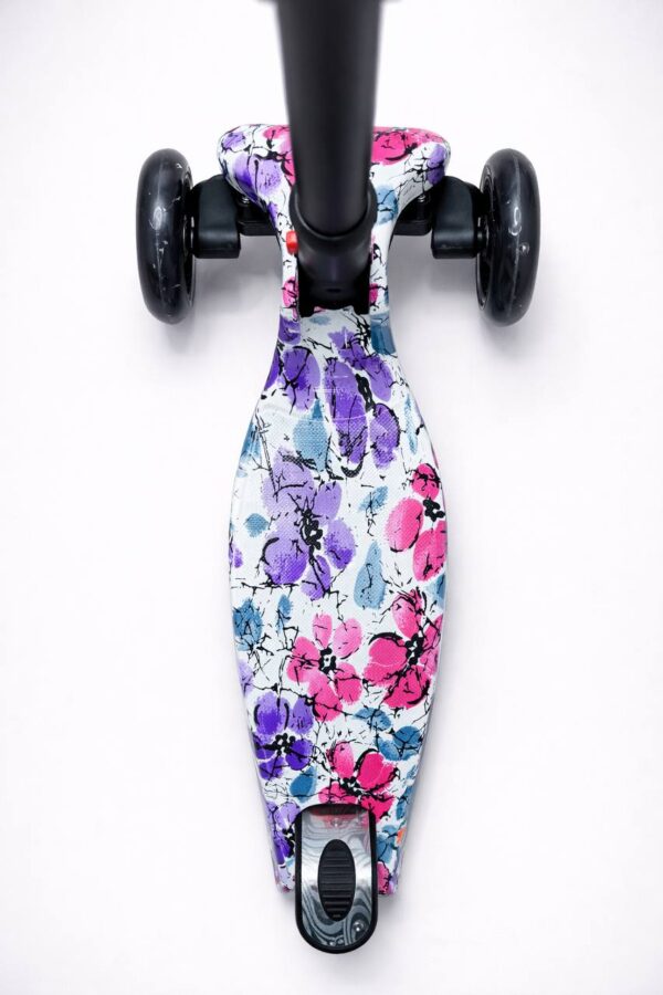 Самокат 3-х колесный складной S00225, принт "Фиолетовые цветы" 2
