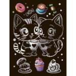 Гравюра 18*24 "Чаепитие котят" (серебро) 2