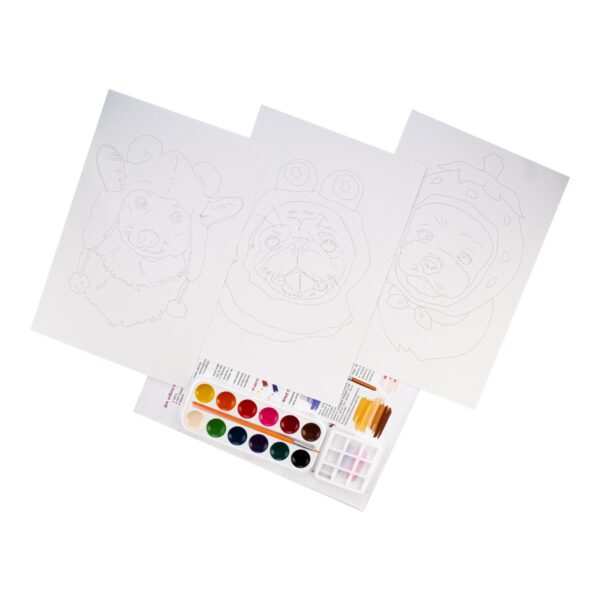 Скетчинг акварелью "Модные пёсики" 2