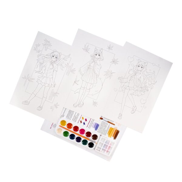 Скетчинг акварелью "Девушки Анимэ" 2