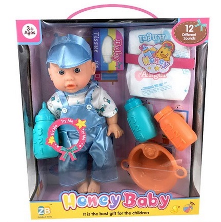 Пупс многофункциональный "Honey Baby ZB758-26" (звук) с аксессуарами в коробке. 1