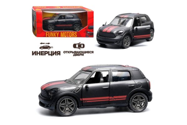 Чёрная с красными полосками инерционная машинка Мини, 1:32 FT1101-25-73 1