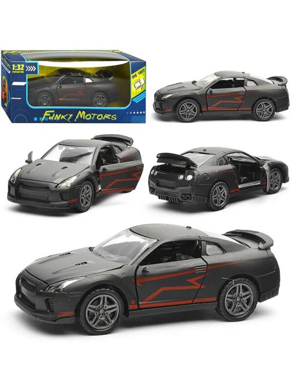 Чёрная инерционная машинка Спорткар со спойлером,1:32, открывающиеся двери FT1101-67 1