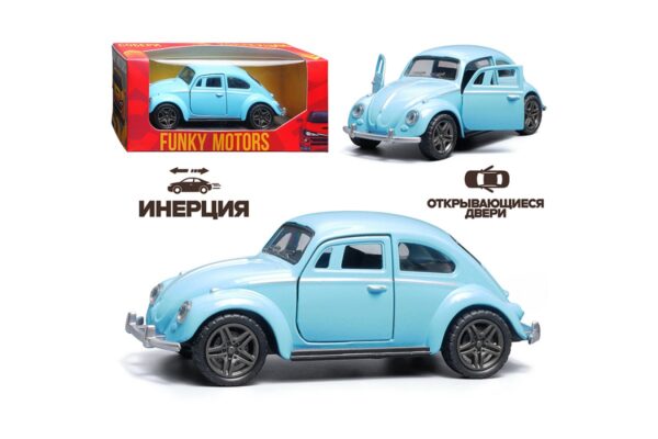 Светло-голубая инерционная машинка ретро, 1:32 FT1101-25-11 1