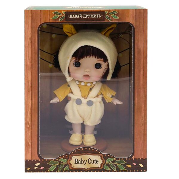 Виниловая кукла Baby Cute Maxi в шапке с желтыми ушками, 18 см 1