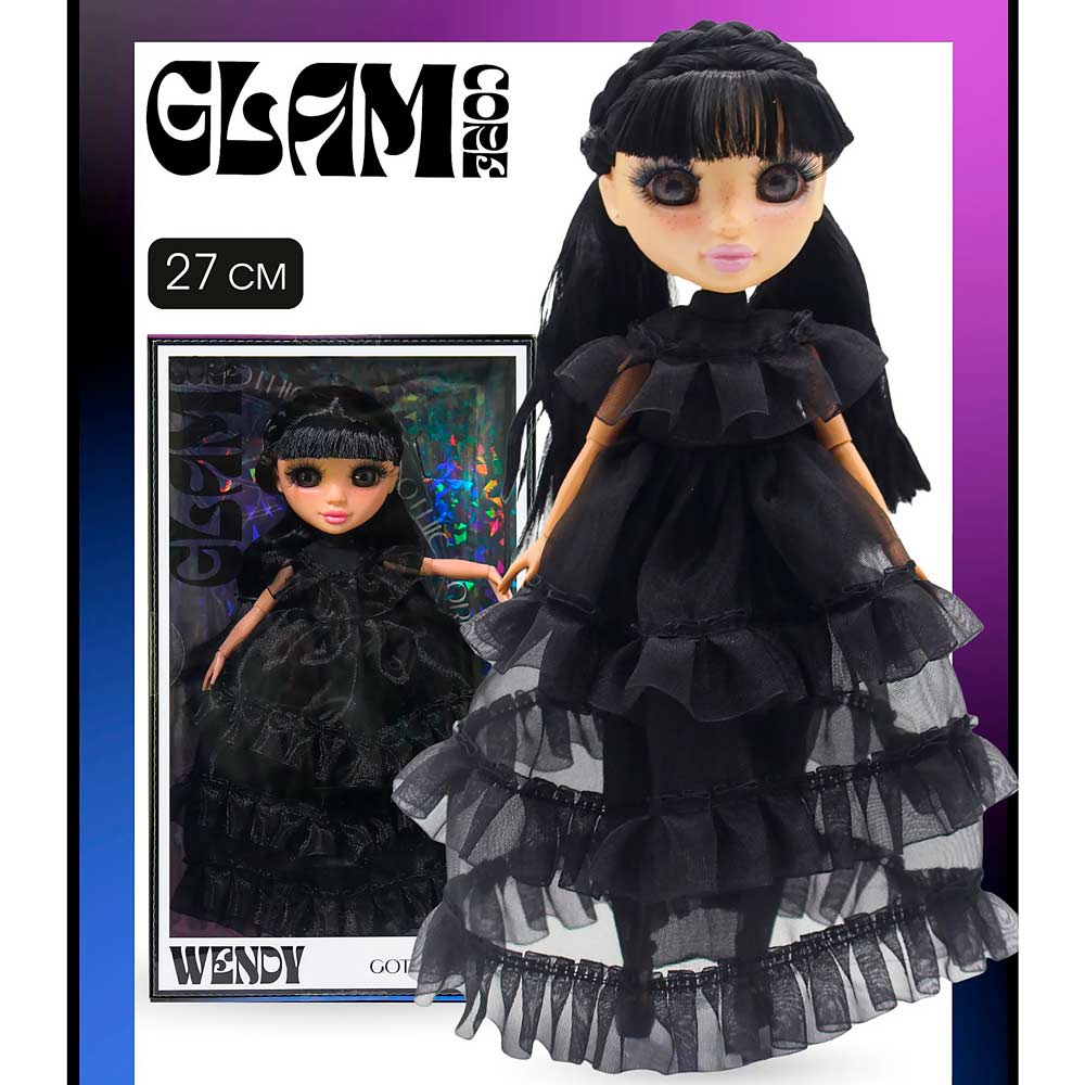 Модная кукла коллекция Glam Core, Венди Gothic Core, в черном платье, 27см 1 Модная кукла коллекция Glam Core, Венди Gothic Core, в черном платье, 27см 1