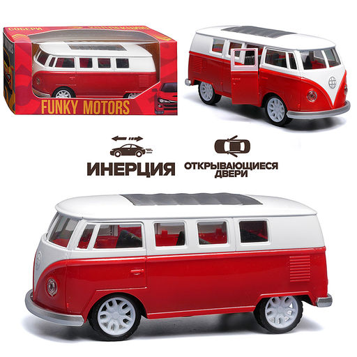 Бордовый инерционный микроавтобус die-cast, 1:32 FT1101-25-45 1